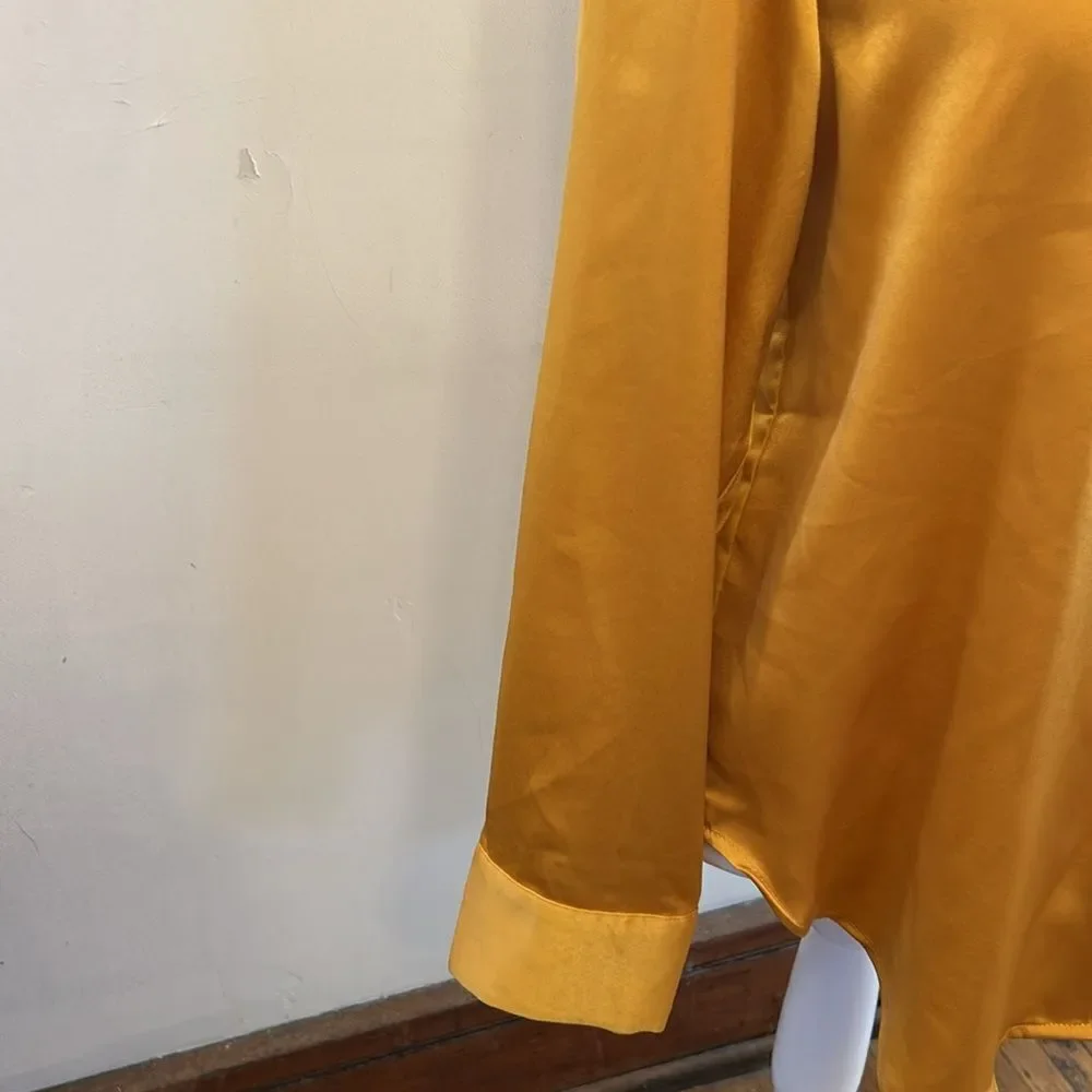 Mimosa gold long sleeve button front blouse Size S NWOT